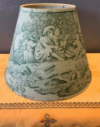 Pierre Deux Vintage French Country Green/sage Farm Toile Fabric Lamp Shade