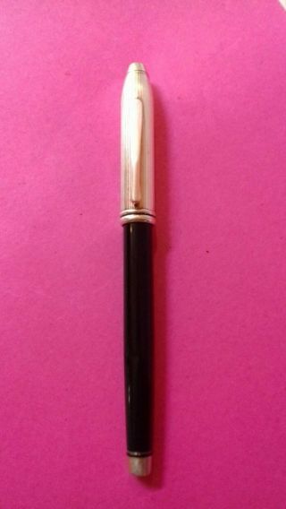 Cross Townsend Tuxedo Fountain Pen Made In Usa Sterling,  Platinum Medium Nib