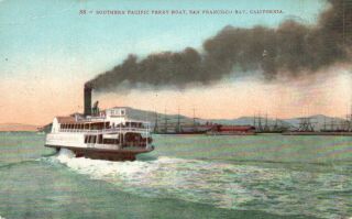 San Francisco Bay,  Ca,  Southern Pacific Ferry Boat,  Vintage Postcard G4047