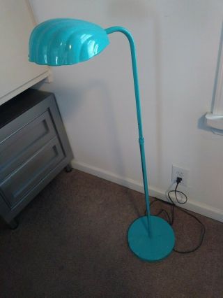 Vintage Brass Clam Shell Floor Lamp Mid - Century - Painted Teal