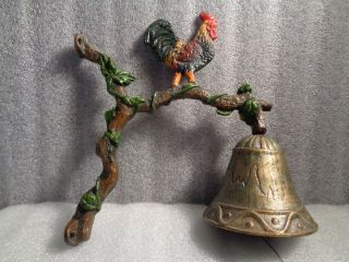 Small Cast Iron Rooster Wall Mounted Dinner Bell