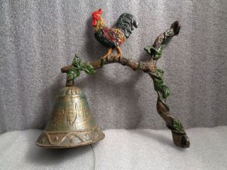 Small Cast Iron Rooster Wall Mounted Dinner Bell 5