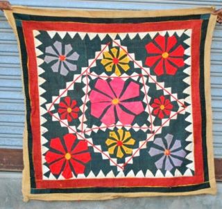Old Vintage Indian Tapestry Cotton Hand Patch Work Wall Home Decor