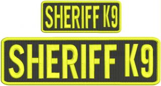 Sheriff K9 Embroidery Patches 3x10 And 2x5 Hook On Back Yellow Letters