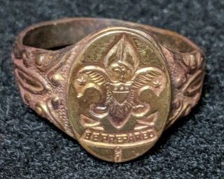 Early Boy Scout Ring - Stamped First Class Design - Gold Plate 1921 - 1928