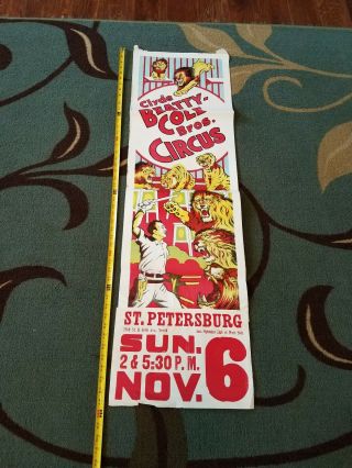 Vintage Beatty Cole Circus Poster 49 " X14 " 1950s - 60s