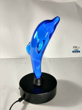 Lumisource Blue Dolphin Electric Motion Plasma Lamp Glass Light 12 "