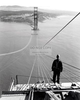 Worker On Cables During Construction Of Golden Gate Bridge - 8x10 Photo (ww214)
