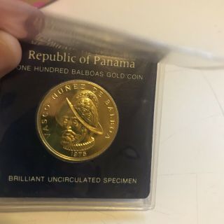 Franklin 1975 Republic Of Panama 100 Balboas Gold Coin Uncirculated