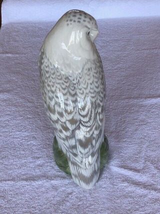 Royal Copenhagen white owl 15.  75 inches tall standing on a plant base 4