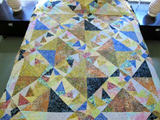 Vintage All Cotton Wild Goose Chase,  Irregular 5 - Point " Wonky " Star Quilt Top