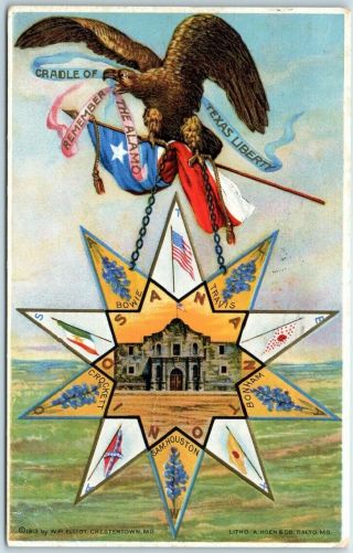 Vintage Texas Postcard The Alamo - Cradle Of Texas Liberty Star 1926 Cancel