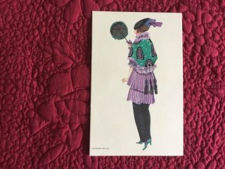 B.  K.  W.  I.  Mela Koehler Art Postcard Fashionable Lady Elaborate Hat Umbrella
