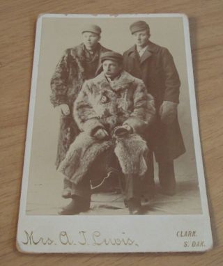 Circa 1890 Cabinet Card Photo " Men Wearing Buffalo Coats " Gloves