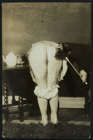 1910 French Photo Nude Girl Stockings Lingerie Rear View