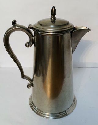 Vintage Kent Pewter Pitcher 10 “ High.  Holds 6 Cups.