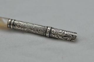 Lovely Rare Vintage Mosley London Dip Fountain Pen Sterling Silver & Pearl Base 5
