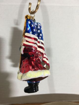 CHRISTOPHER RADKO 5 1/2” VINTAGE SANTA CHRISTMAS ORNAMENT HOLDING USA FLAG 3
