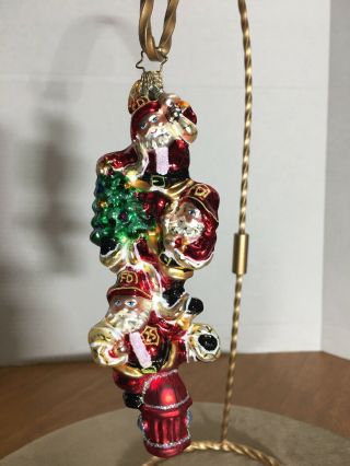 Christopher Radko 6” Vintage Santa Christmas Ornament Fireman Fd Hydrant