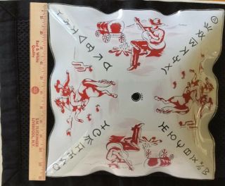 Vintage Cowboy Red White Ceiling Light Fixture Glass Shade Western 1950’s Kids 4