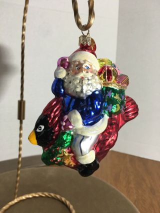 Christopher Radko 5” Vintage Santa Christmas Ornament Riding Cardinal
