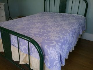 Vintage Bates Lavender Woven Cotton Bedspread Full Size Lilac W White Flowers