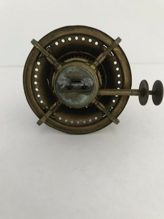 Antique 1873 Pat P & A Brass Oil Kerosene Lamp Burner With Double Wheel Button 6
