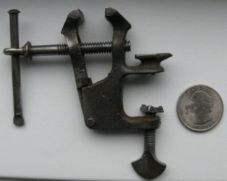 Antique Miniature Vise Blacksmith Salesman Sample Toy? 7/8 " Wide 1/2 " Open