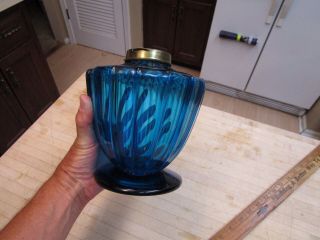Antique 19th Blue Glass Oil Lamp Base