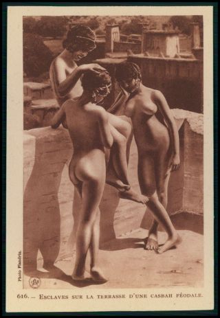 North Africa Arab Nude Slaves Women Old 1920s Postcard