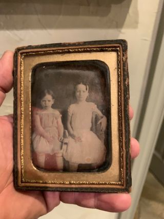 Vintage Family 1/4 Plate Tinted Daguerreotype Of Sisters