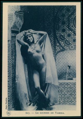 North Africa Arab Full Nude Yamina Woman Old 1920s Postcard