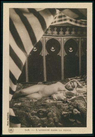 North Africa Arab Full Nude Woman Brothel Prostitute Old 1920s Postcard