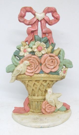 Midwest Of Cannon Falls Floral Basket With Doves Cast Iron Door Stop Doorstop