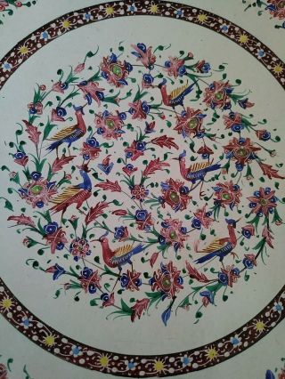 Rare Vintage Enamel Copper Wall Plate Hand Painted Birds and Flowers Theme 3