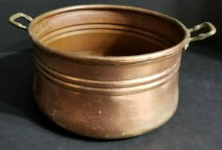 Vintage Copper Dovetail Hand Forged Planter With Brass Handles 7 " X 4 ".