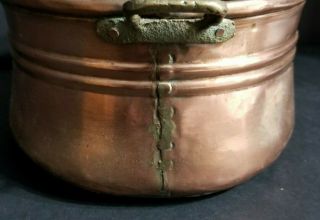 Vintage Copper DoveTail Hand Forged Planter With Brass Handles 7 