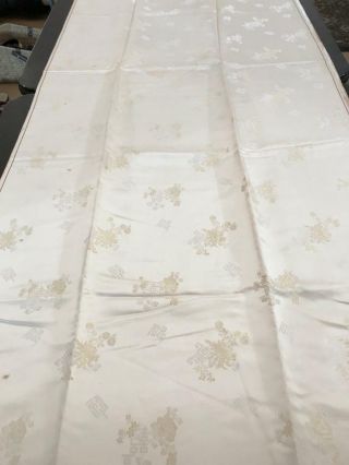 Vintage White Cream Colored Chinese Satin Brocade Fabric 5.  6 Yards