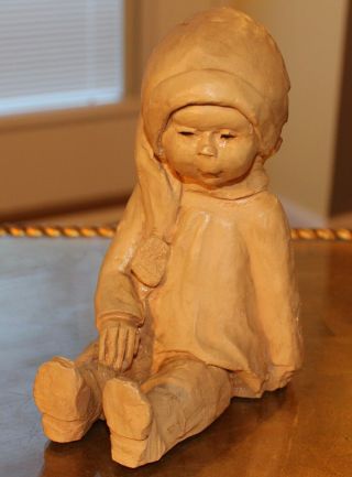 Vintage Dave Grossman Designs Figurine Sculpture Statue Seated Girl W/hat