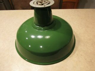 Vintage 14” Shade Green Porcelain Enamel Gas Service Station Barn Light Fixture