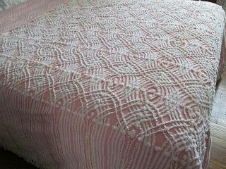 Morgan Jones Pink Chenille Bedspread Full Size 96 X 103 Wedding Ring Spiro