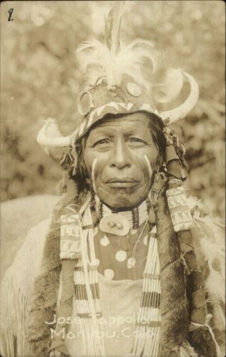 Native American Indian Jose Tappolla Manitou Co Close - Up Real Photo Postcard