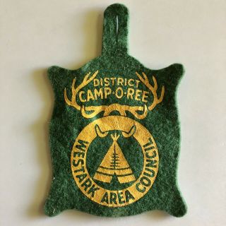 Vintage Green Camporee Westark Council Boy Scout Tepee Felt Pocket Hanger