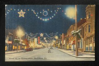 1956 Broad St.  At Christmas Time Old Cars Stores Lights Bethlehem Pa Northampton