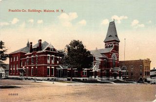 C21 - 9636,  Franklin Co Building,  Malone Ny.  Postcard.