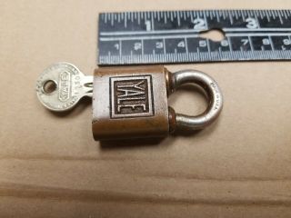 Vintage Antique Yale & Towne Padlock Lock With Push Key Stanford Ct