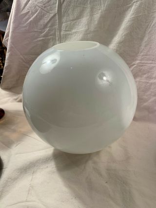Vintage White Glass 10 " Globe Ball Oil Lamp Shade Gwtw Parlor Banquet 4” Fitter