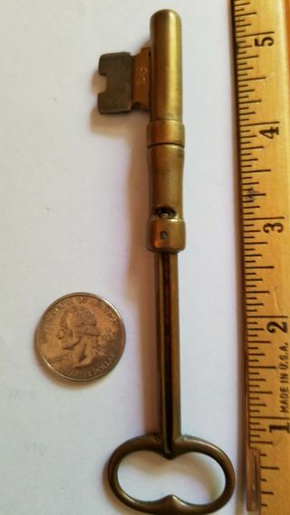 Vintage Afd May 29,  18,  3 1/2 " Key Expands To 5 3/8 ",  Brass Key With Steel Bit