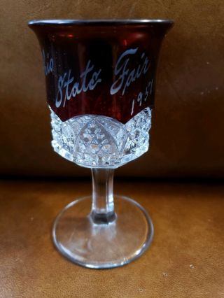 Vintage Ohio State Fair 1951 Ruby Glass Cordial