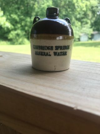 Cambridge Springs Mineral Water Stoneware Souvenir Mini Jug Cambridge Springs Pa